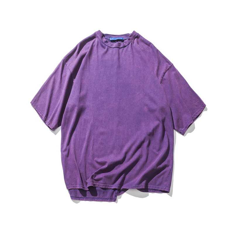 个性夏款领口破洞落肩宽松五分袖男生韩版潮学生时尚短袖T恤