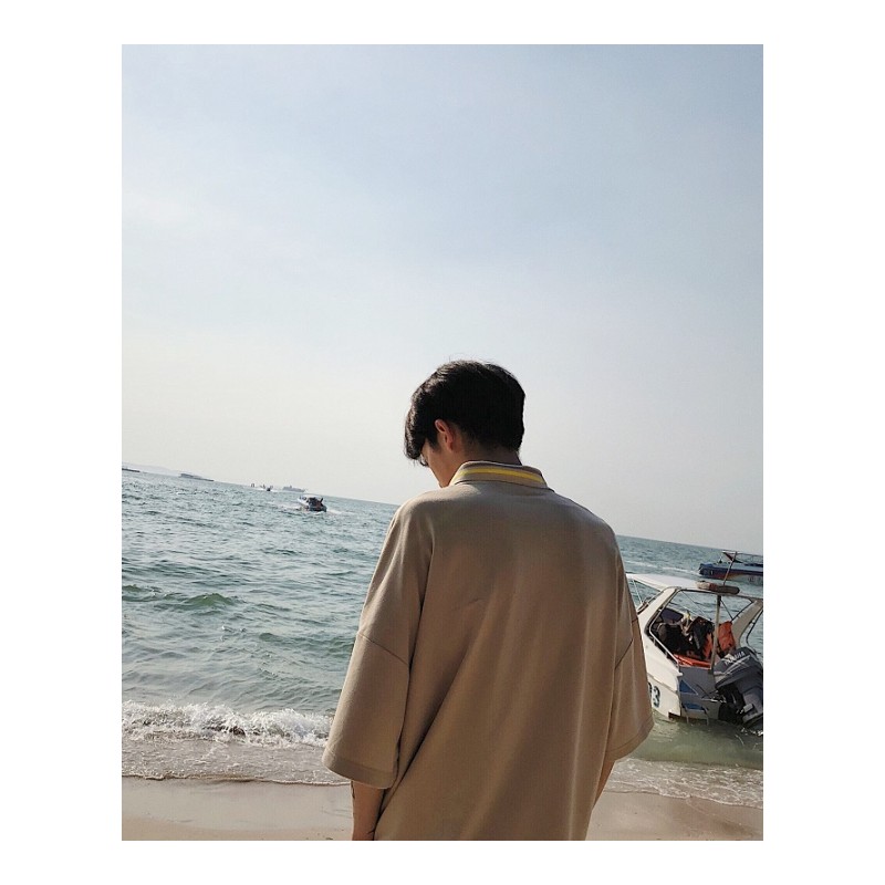 2018夏款新款韩版时尚翻领T恤男士港风帅气宽松休闲短袖POLO衫男