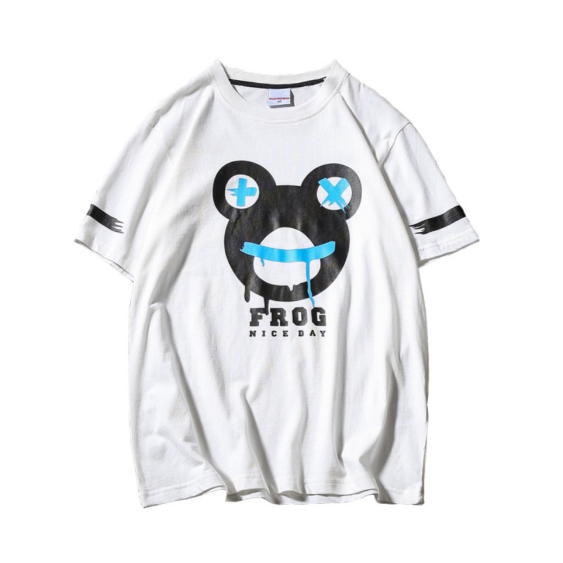 2018夏款新款白色印花短袖T恤男士加肥大码半截袖体恤韩版潮夏装