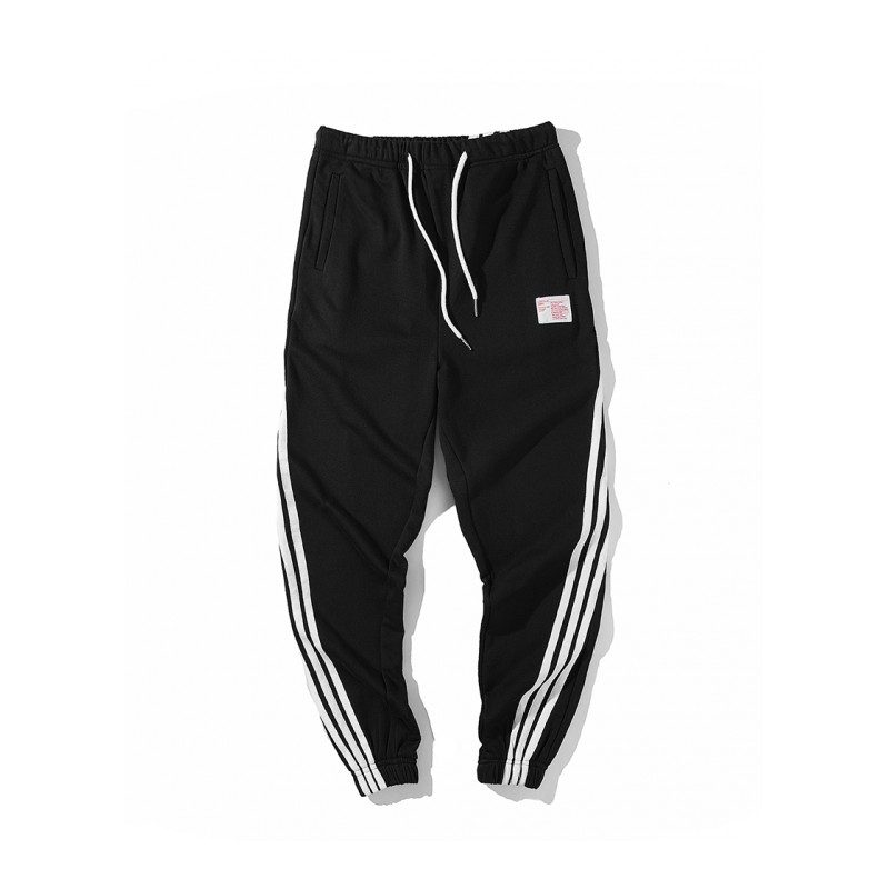 夏款情侣裤子纯色三道杠港仔风韩版休闲运动男女士薄九分裤潮下装