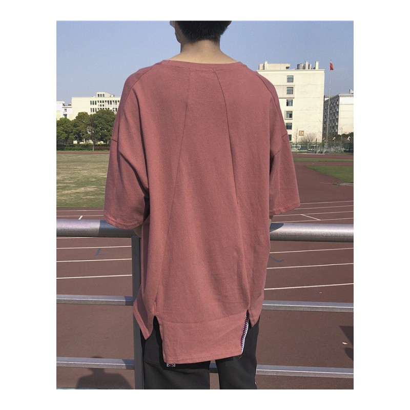 夏款宽松圆领短袖T恤男士韩版半袖体恤字母休闲五分袖衣服潮男装