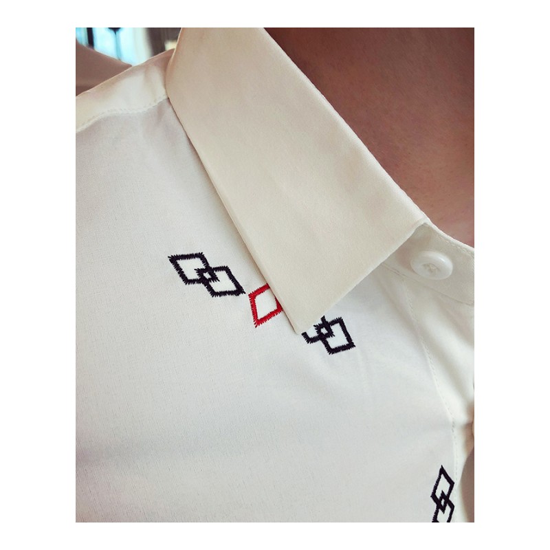 2018夏款新款男装英伦气质款五分袖衬衫夜店型师男韩版修身寸衫