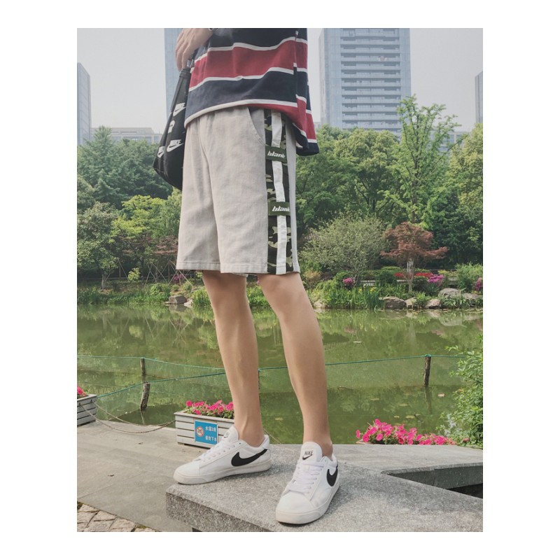 夏款新款男士港仔风宽松百搭五分裤韩版气质休闲裤薄款运动短裤子