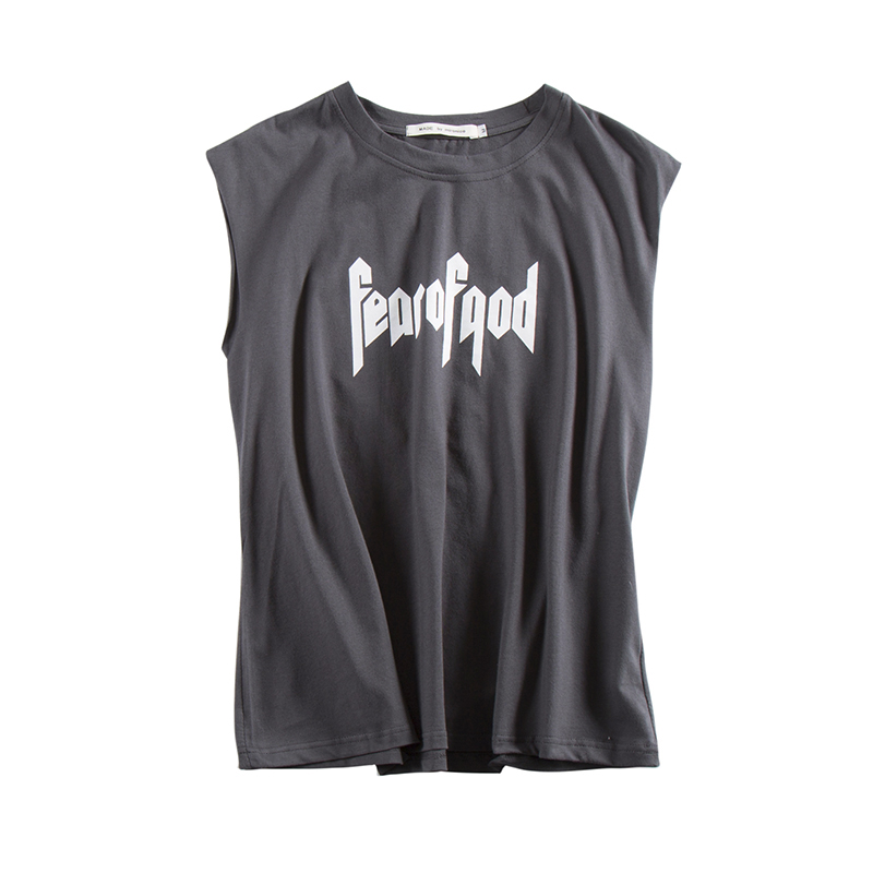 2018新款港风bf夏款无袖T恤男嘻哈背心韩版潮牌运动宽松坎袖上衣