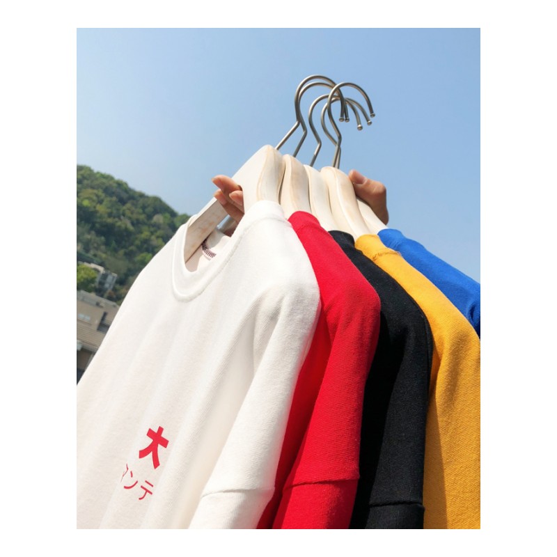 2018新款个性文字印花短袖T恤男士宽松圆领半袖体恤韩版潮男夏装