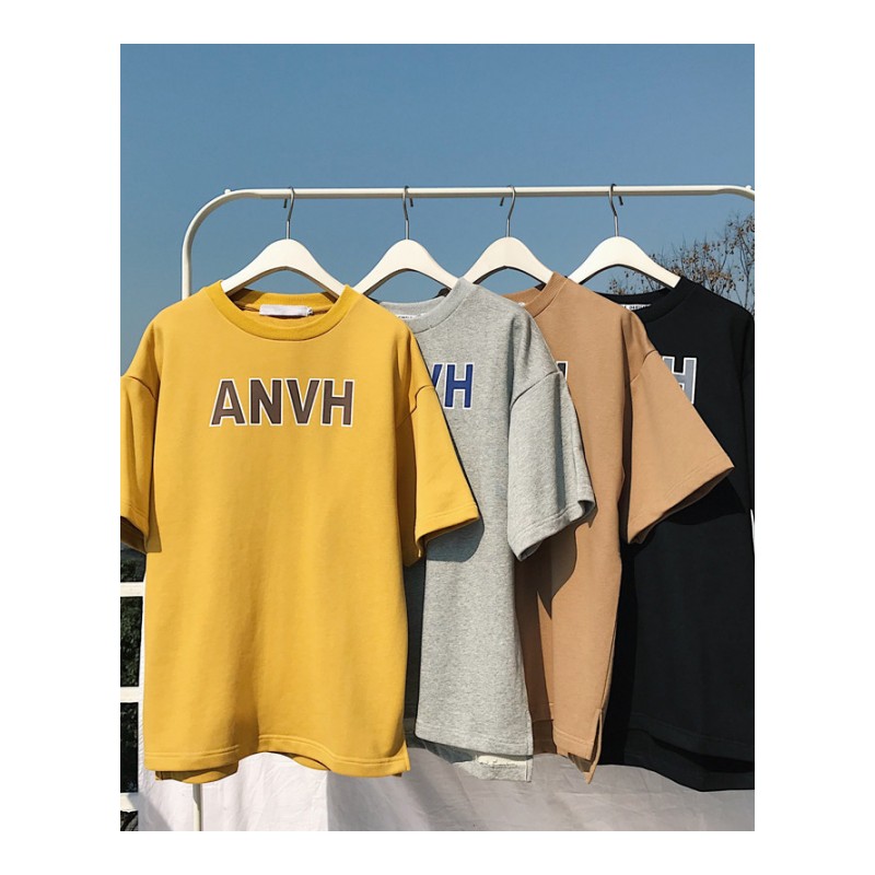 夏款男装2018新款青少年短袖个性时尚宽松T恤韩版文艺学生半截袖