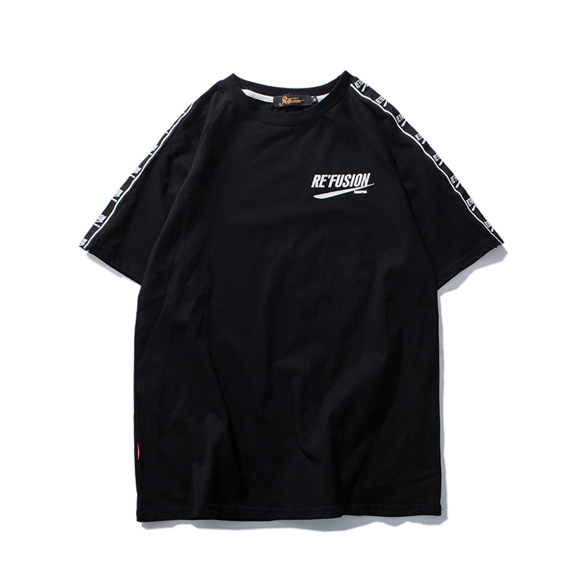 原创港风文艺韩版休闲圆领宽松短袖青年学生打底衫篮球跑步体恤潮