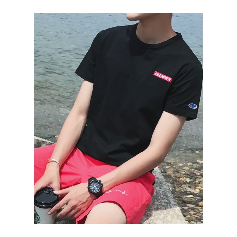2018新款男士夏款短袖T恤上衣服潮半袖体恤学生修身韩版纯色男装