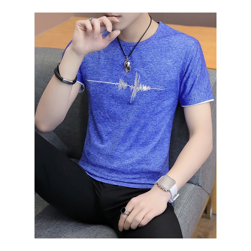 T恤男韩版学生短袖上衣百搭休闲纯色棉圆领打底衫夏款青年气质T恤