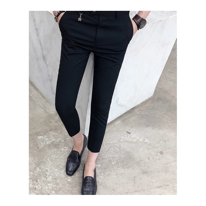 九分小西裤男 修身青年韩版气质9分裤帅气百搭显瘦收腿休闲裤子男