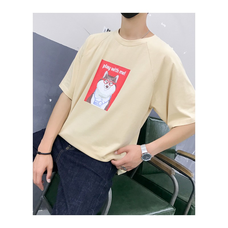 2018夏款新款卡通印花T恤短袖男学生小清新宽松加肥加大码体恤5XL