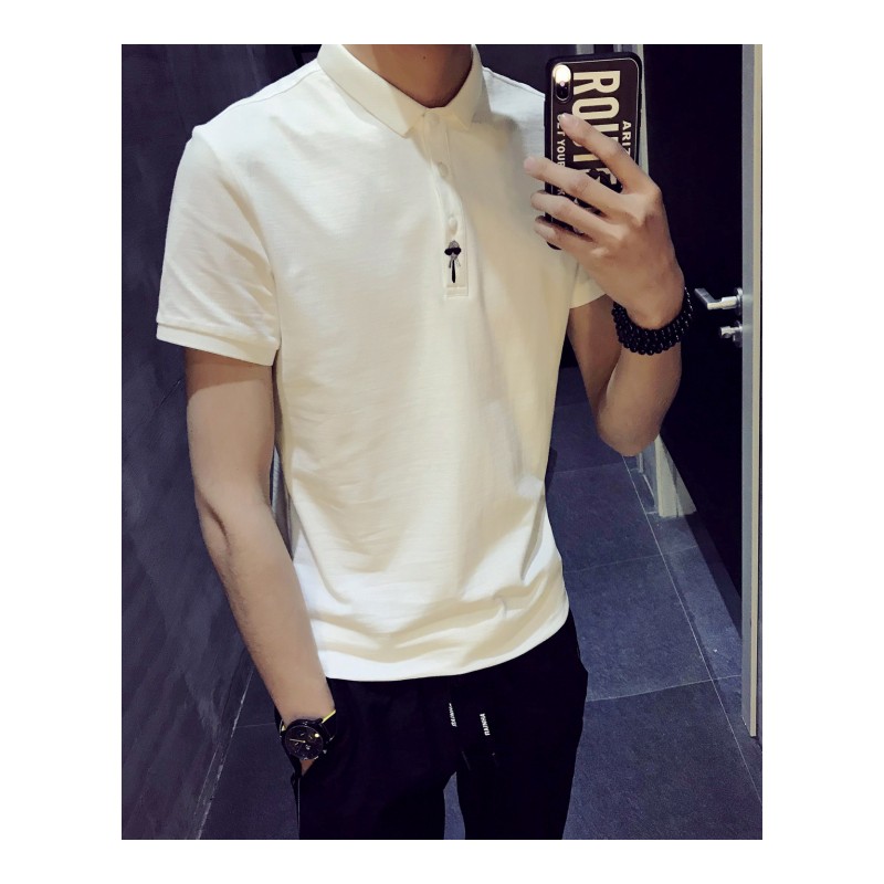 夏款男士短袖T恤 韩版纯色翻领POLO打底衫半袖帅气男装体恤上衣服