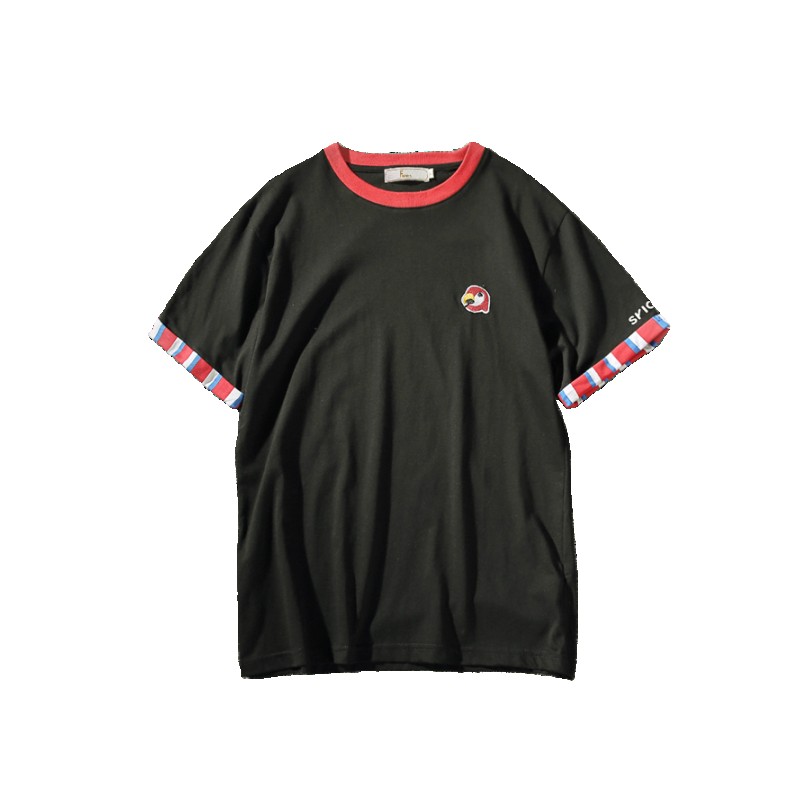 夏款帅气年轻休闲潮人青少年韩版潮人短袖T恤帅气休闲大码男装