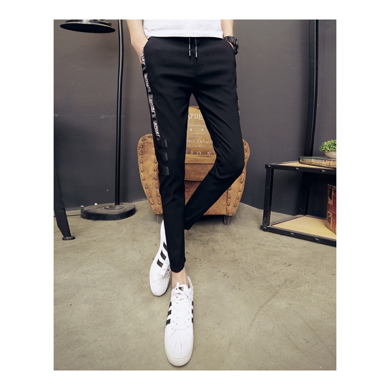 九分裤男2018春夏年轻男士九分裤青少年韩版修身小脚裤男束脚裤子