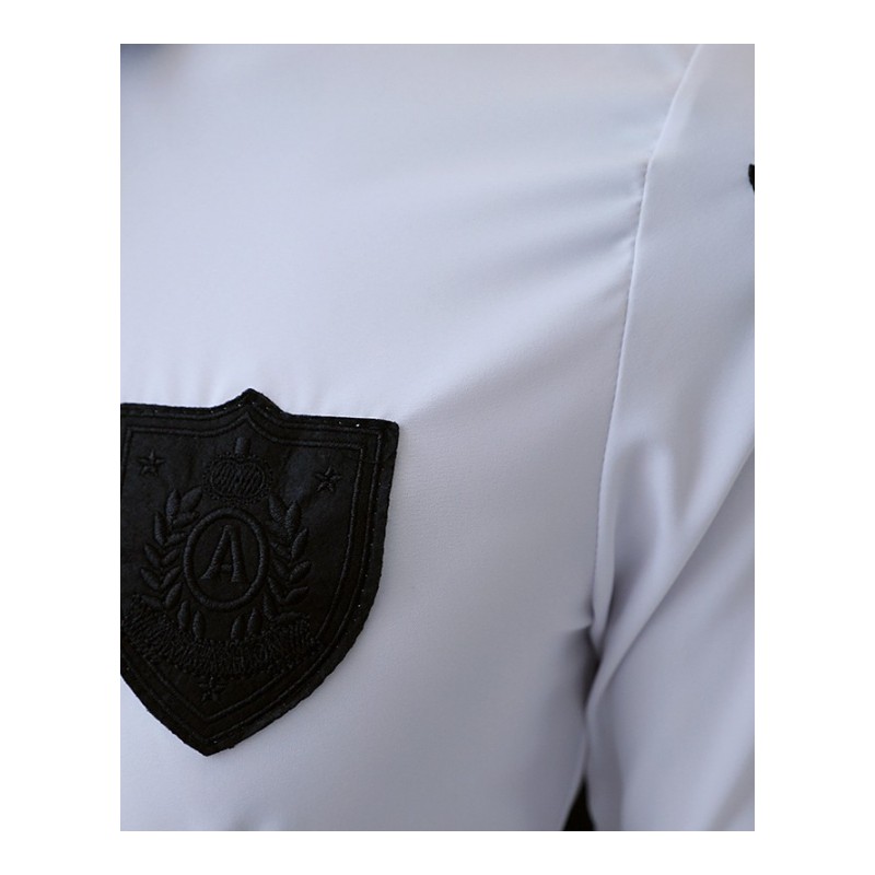 团体白衬衫男工作服短袖夏款七分袖衬衣潮韩版修身空少制服寸衫男
