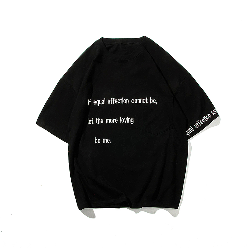 帅气纯色字母帅气T恤男学生宽松小清新休闲五分袖男生百搭体恤夏