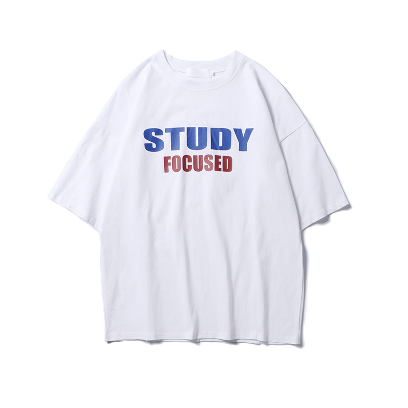 夏款帅气休闲潮人韩版宽松字母印花短袖T恤情侣帅气百搭圆领体恤