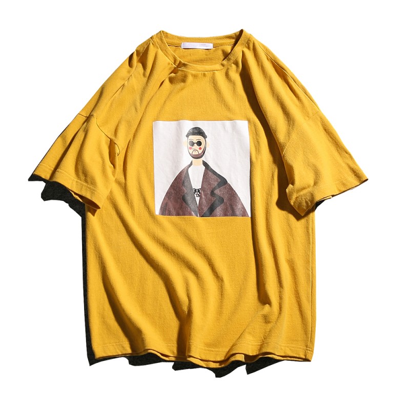 夏款年轻宽松卡通短袖男士圆领帅气T恤青少年男生半袖小清新体恤