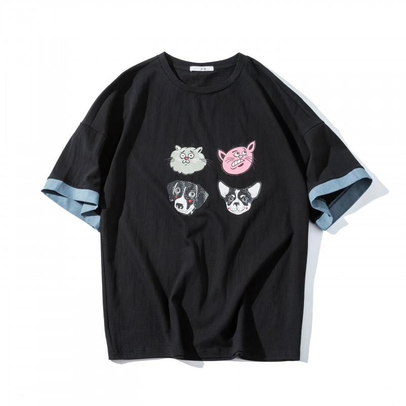 2018夏款年轻印花短袖T恤男士加肥大码圆领半袖体恤韩版帅气男装