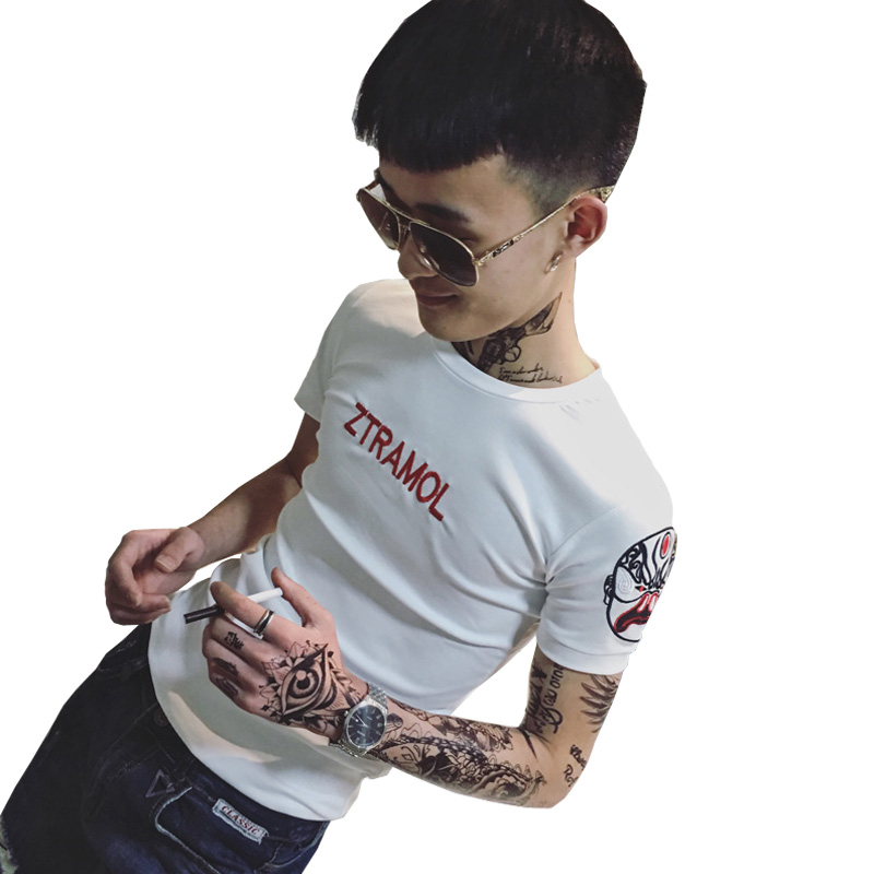 2018年轻社会青年青年个性刺绣短袖韩版青年中国风半袖T恤男夏装