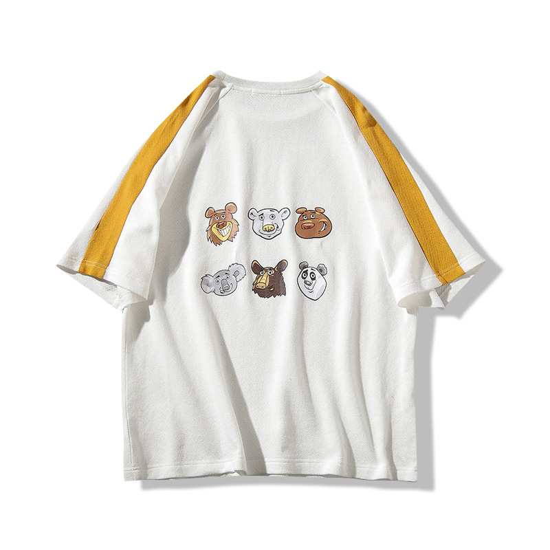 2018夏季圆领五分袖T恤男士印花短袖上衣体恤韩版帅气男装打底衫