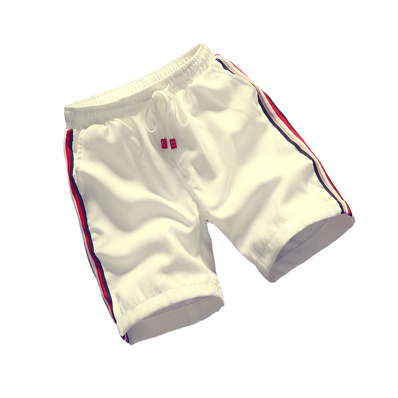 男士夏季年轻港风五分裤条纹宽松休闲裤个性百搭短裤直筒运动裤子