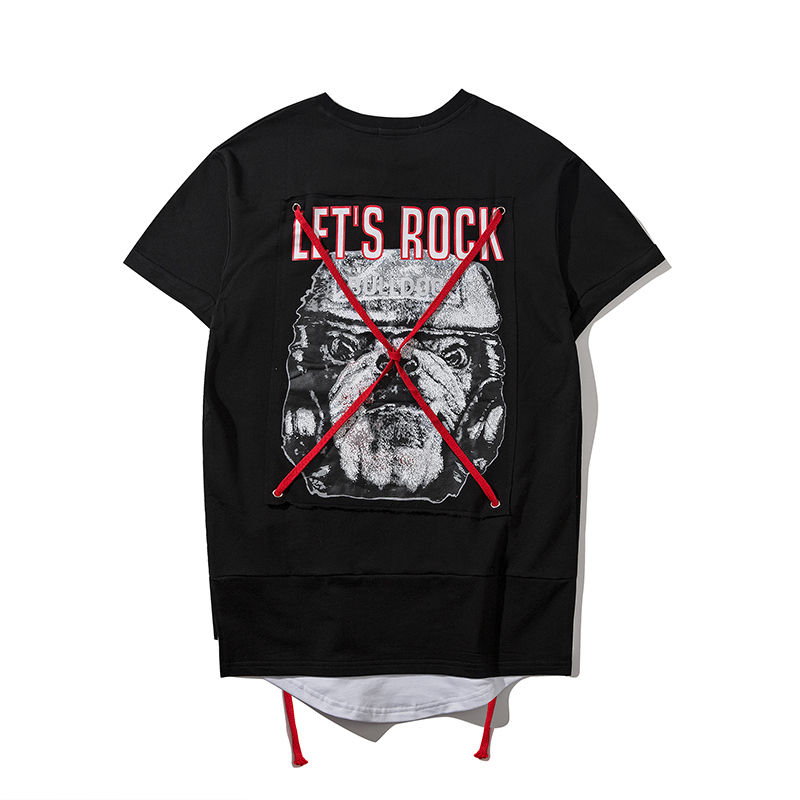 个性贴布印花青年男圆领短袖T恤衫夏季宽松韩版国潮嘻哈原宿bf风