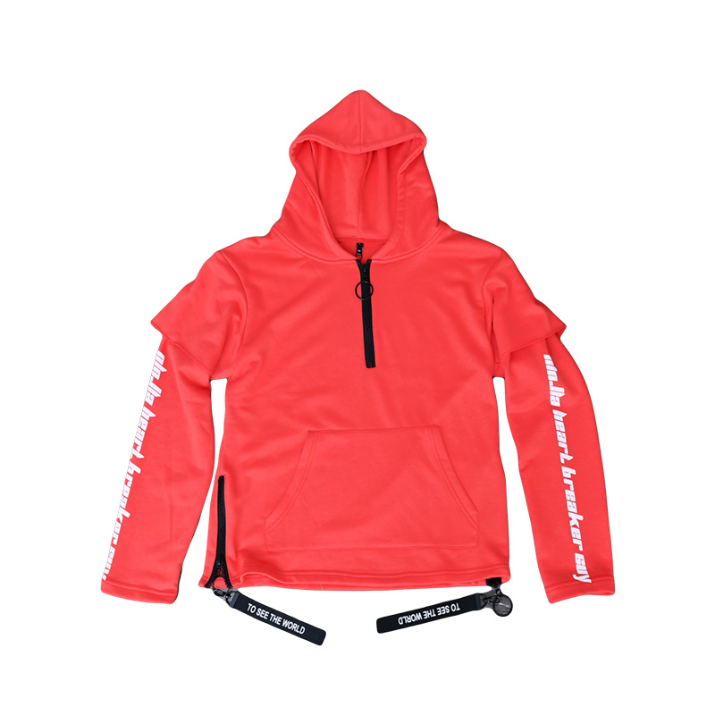 春夏欧美高街头潮男宽松假两件字母印花连帽卫衣青年学生外套上衣