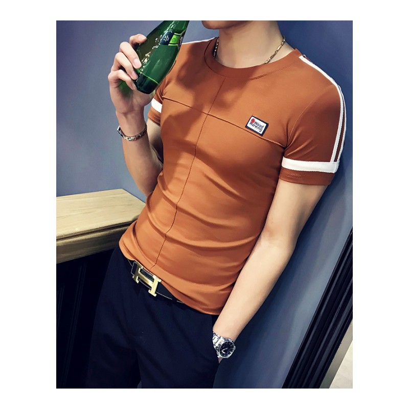 短袖T恤男士圆领修身半袖夏季韩版青年打底衫男装体恤紧身上衣服