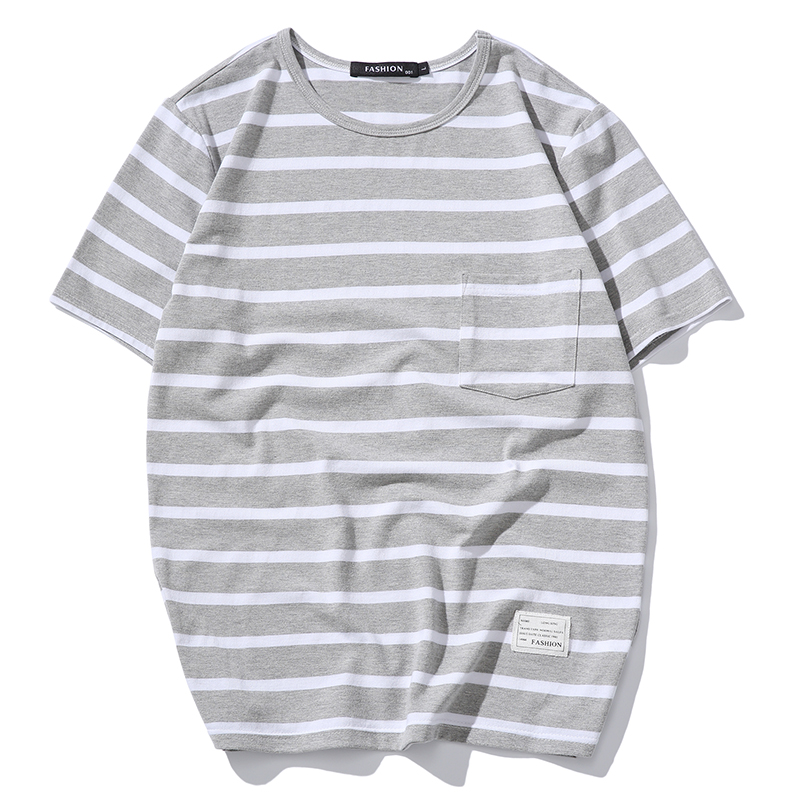 夏季条纹短袖T恤男圆领半袖海魂衫胖人加肥加大码男装休闲汗衫5XL