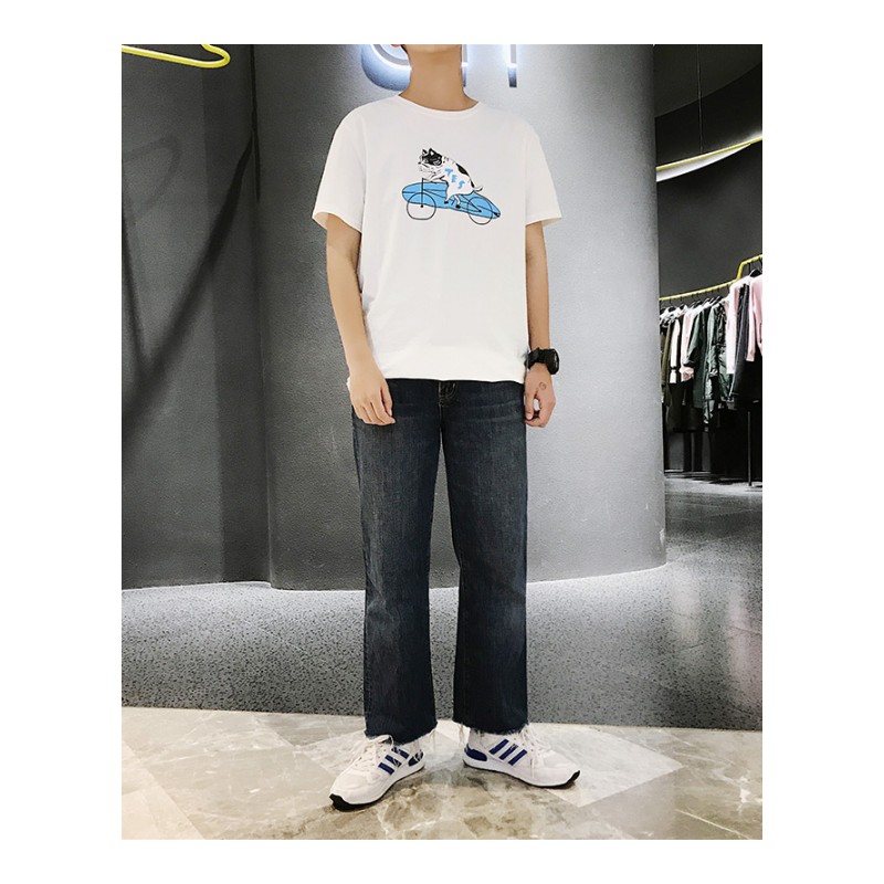 青少年T恤短袖可爱小狗印花半袖衫2018夏季年轻白色T恤衫简约上衣