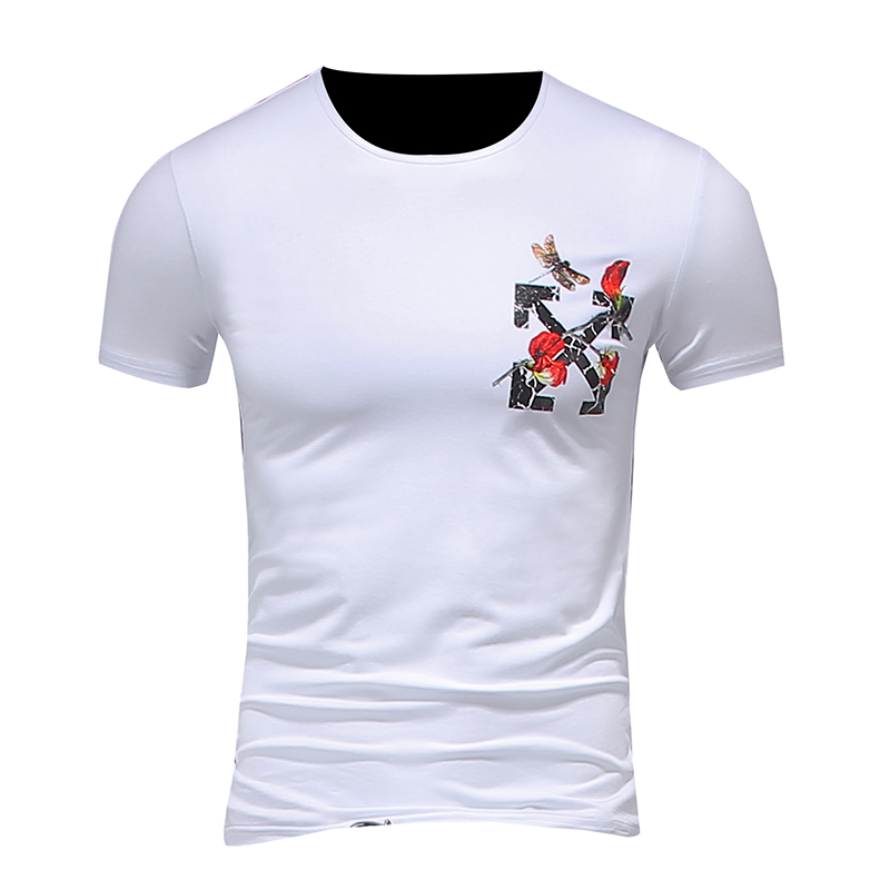 2018夏季年轻韩版男士T恤修身个性图案印花圆领休闲帅气短袖上衣
