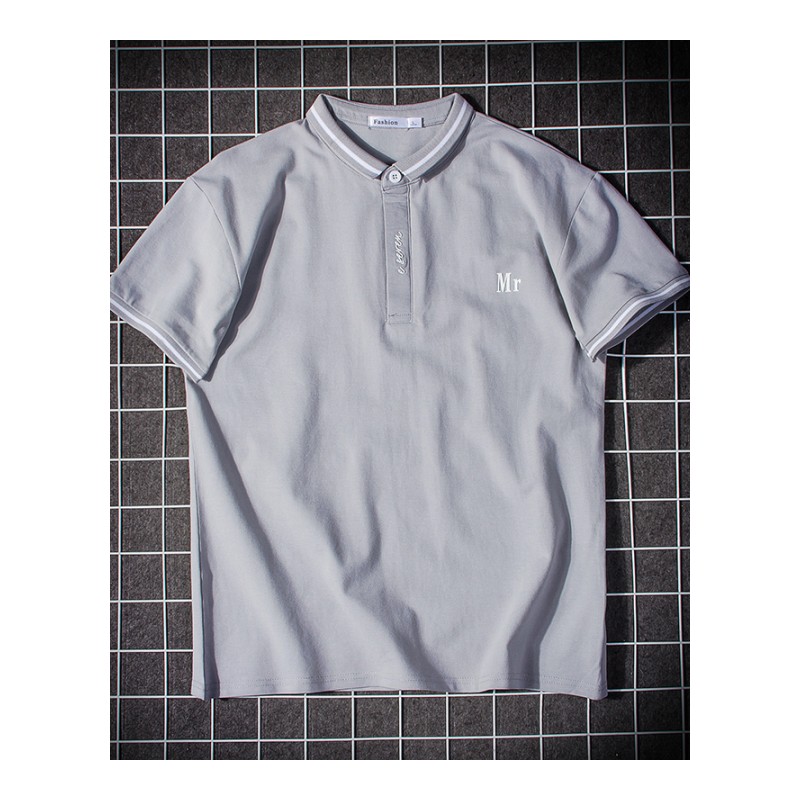 夏季翻领短袖男POLO衫青年小清新T恤韩版帅气修身百搭打底体恤衫