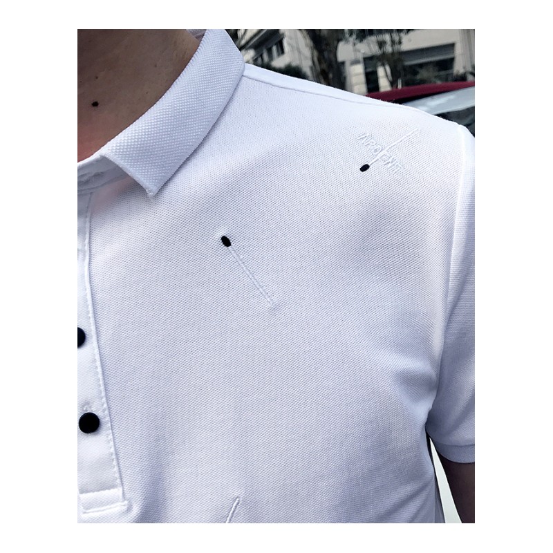 夏季翻领刺绣polo衫男修身韩版帅气商务休闲英伦半袖男士短袖T恤