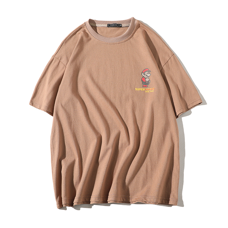 夏装帅气休闲潮人男装小人卡通印花青少年学生韩版圆领短袖T恤