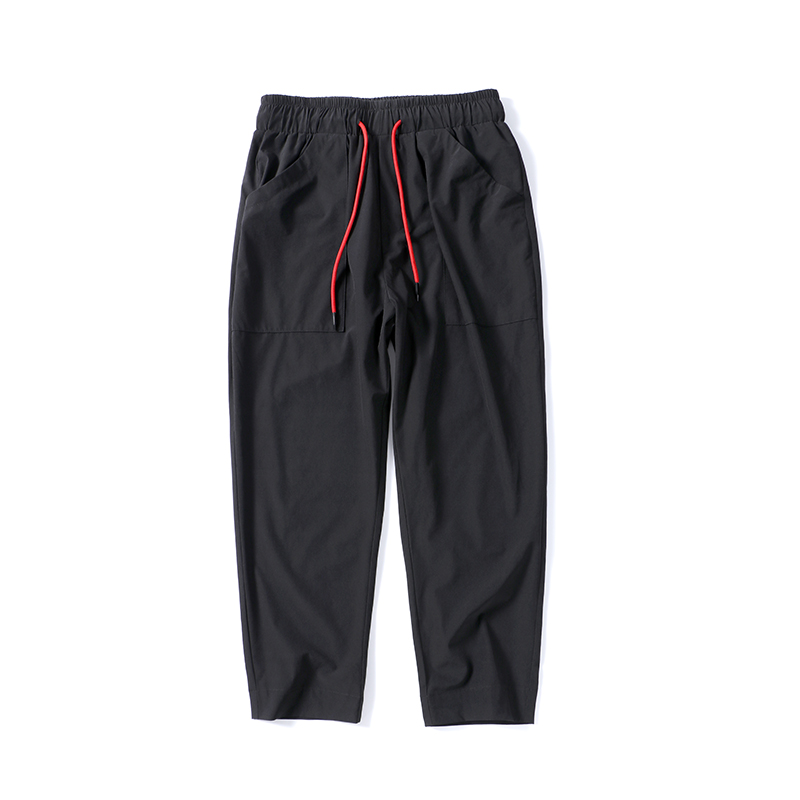 夏季年轻薄款九分裤男生小脚裤纯色简单松紧腰裤子学生帅气哈伦裤