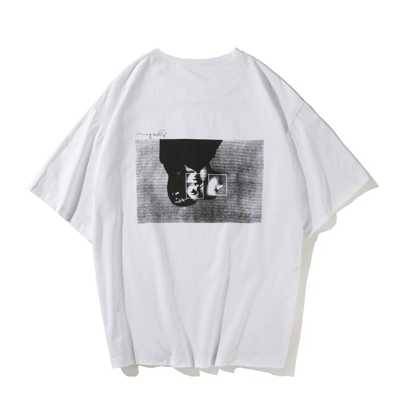 夏季港风帅气印花半袖体恤男士宽松圆领短袖T恤韩版潮加大码汗衫