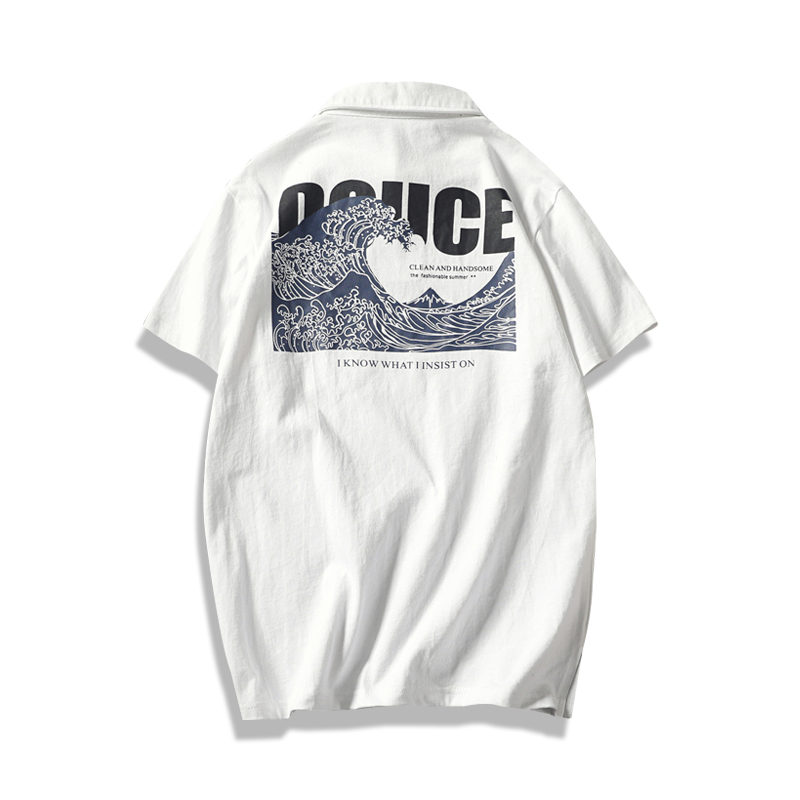 2018夏季年轻白色短袖POLO衫男士加肥大码宽松半袖T恤韩版潮男装