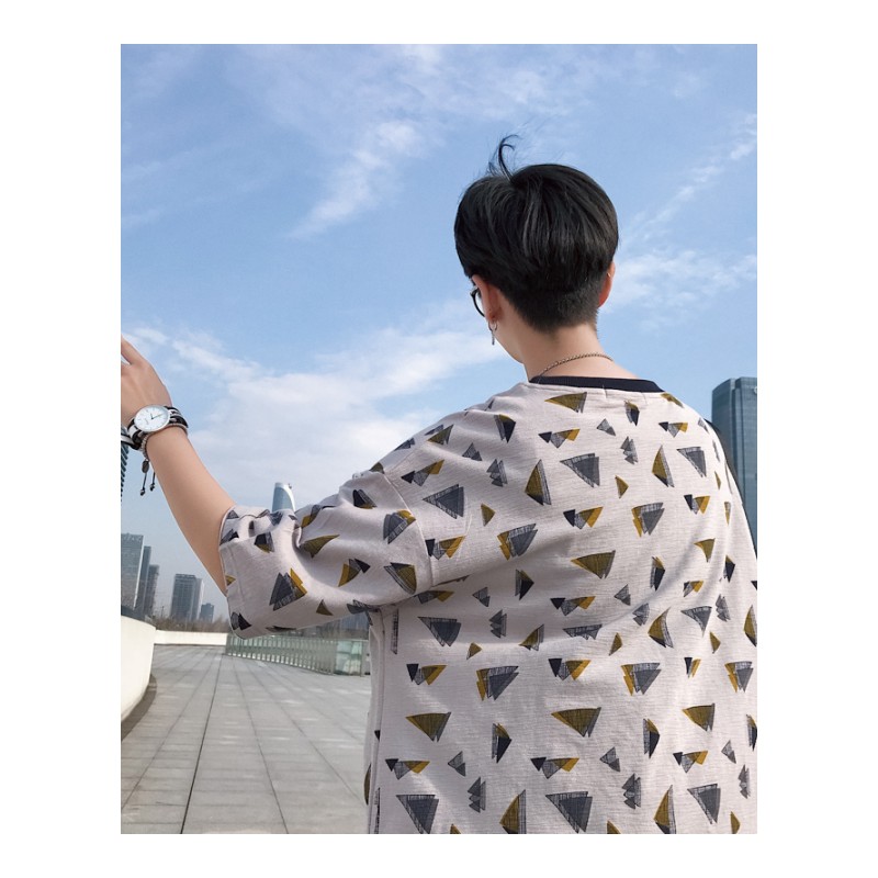 潮短袖小清新bf男生T恤原宿风学生百搭宽松2018夏季年轻半袖体恤