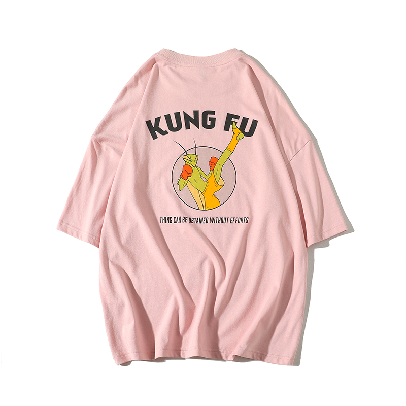 2018夏装新品男圆领短袖T恤百搭休闲小清新宽松印花上衣男生半袖