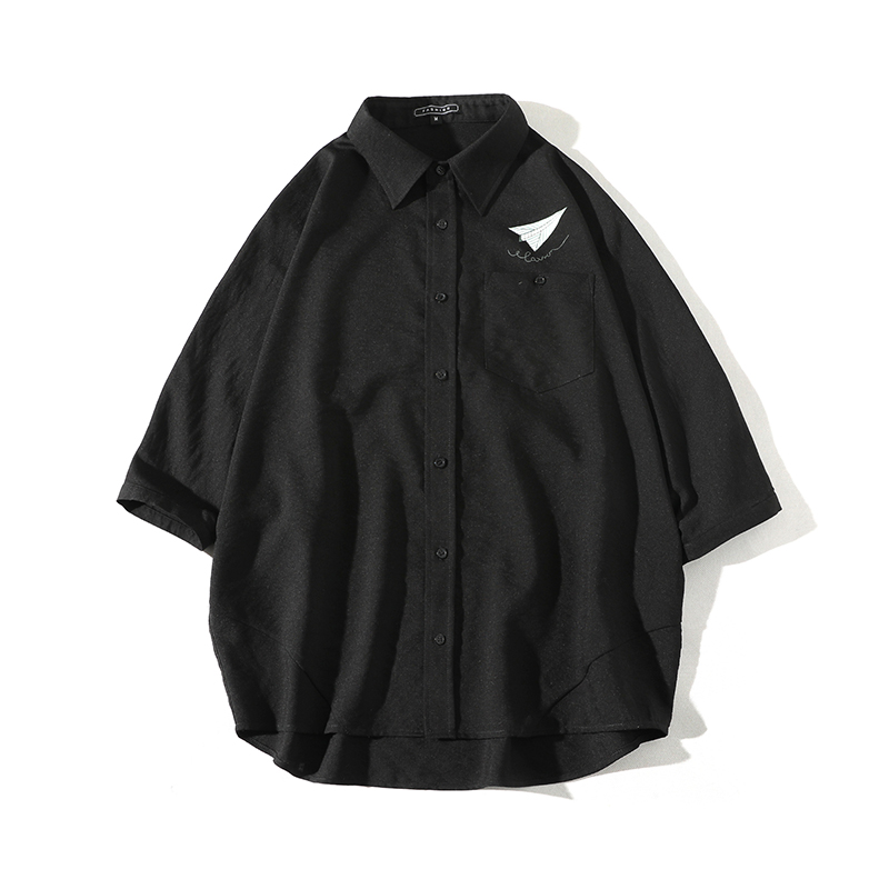 2018年轻夏季男士衬衫外套长袖休闲衬衣学生港风韩版帅气情侣寸衫