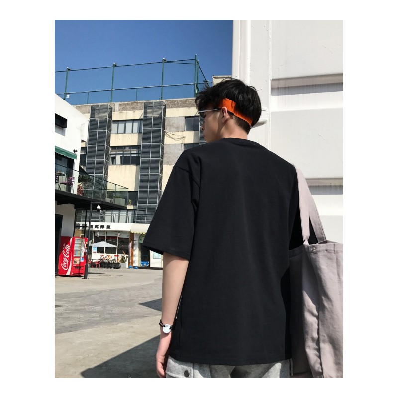 夏季年轻卡通印花短袖T恤男宽松学生bf原宿风休闲百搭简约体恤潮