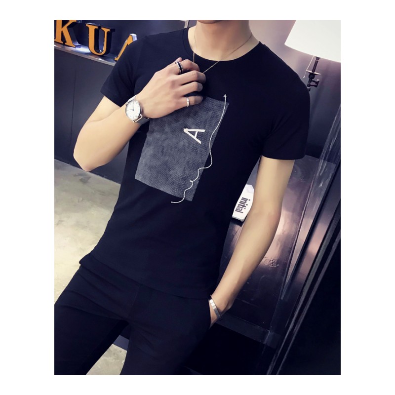 2018夏季男短袖T恤 棉质白色衣服青年帅气韩版年轻学生青少年短T