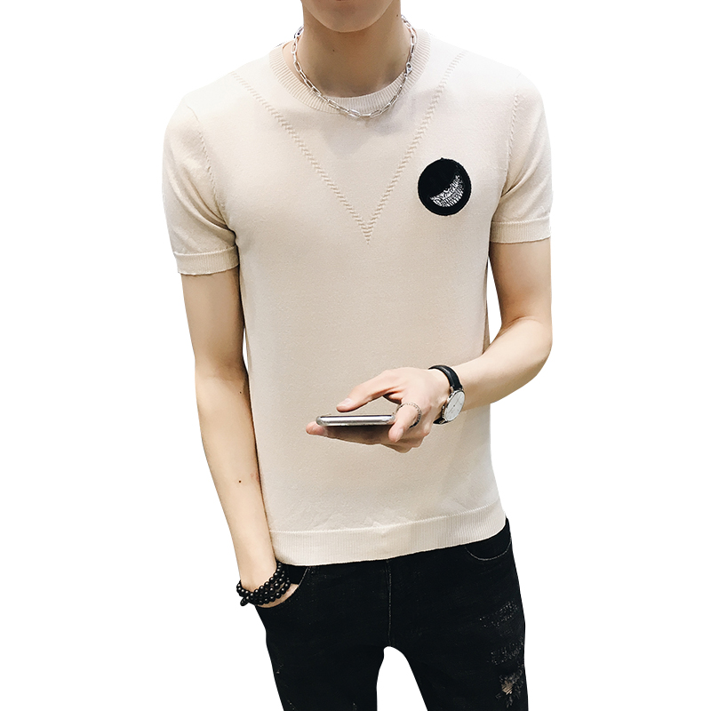 2018夏装年轻 社会人套头男士休闲薄款短袖T恤青少年韩版修身体恤