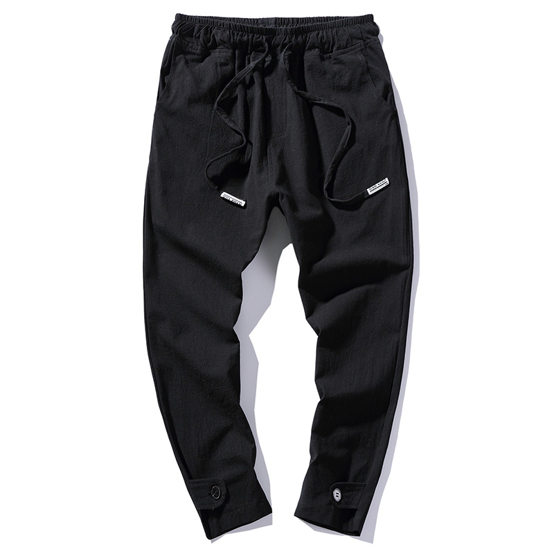 夏季男士宽松九分休闲裤大码2018年轻束脚裤沙滩裤青少年帅气男装