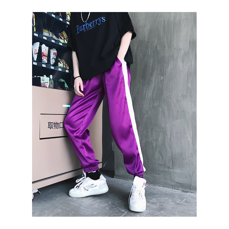 个性的段面休闲九分裤原宿风bf宽松韩版嘻哈青年男女运动裤子