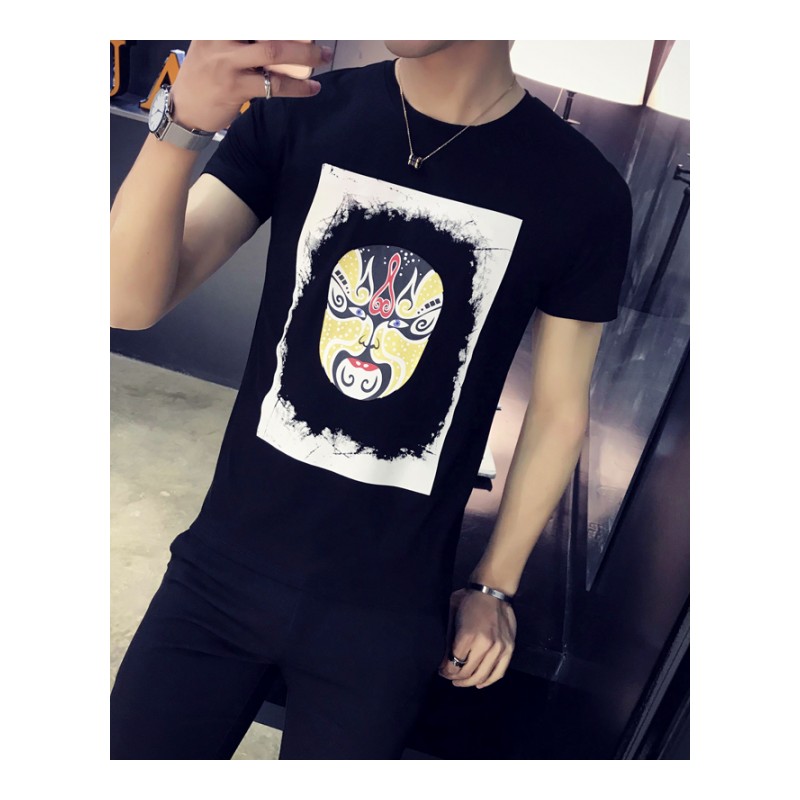 2018夏装男士短袖T恤 韩版潮学生圆领半袖体恤个性男装小衫上衣服