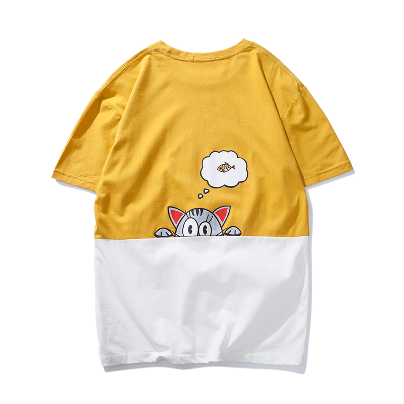 夏季帅气帅气百搭青少年港风原宿休闲日系运动刺绣圆领短袖T恤