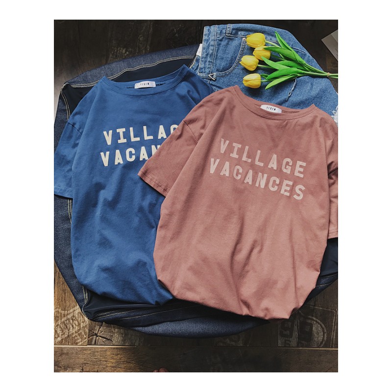 2018夏季男简约字母印花百搭短袖T恤韩版宽松学生帅气半截袖体恤