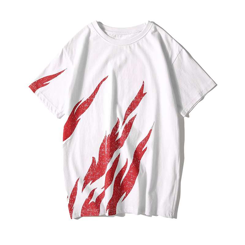 夏季年轻烈焰火焰印花短袖T恤男韩版帅气百搭半袖上衣青年潮打底t